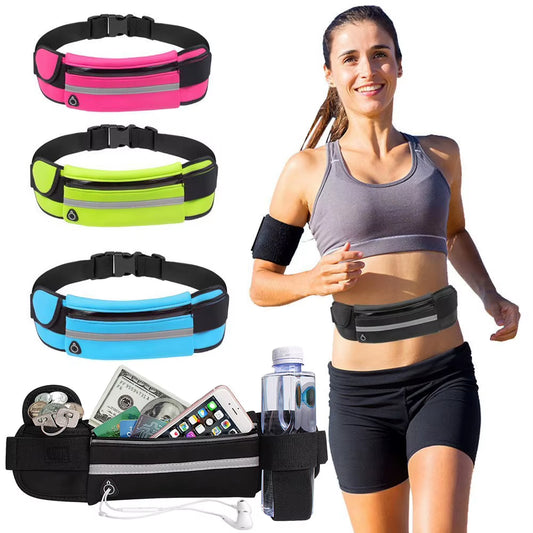 Hands-Free Running Waist Belt — Lightweight, Waterproof Phone & Bottle Holder